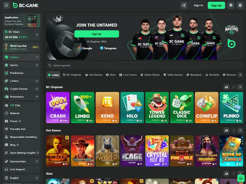 bc game casino homepage