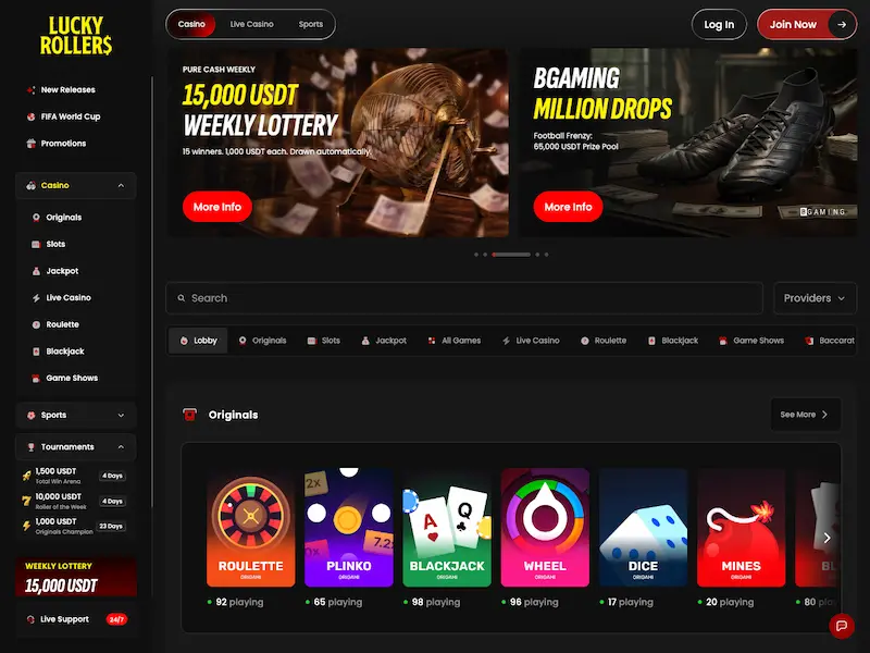 lucky rollers casino homepage